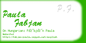 paula fabjan business card